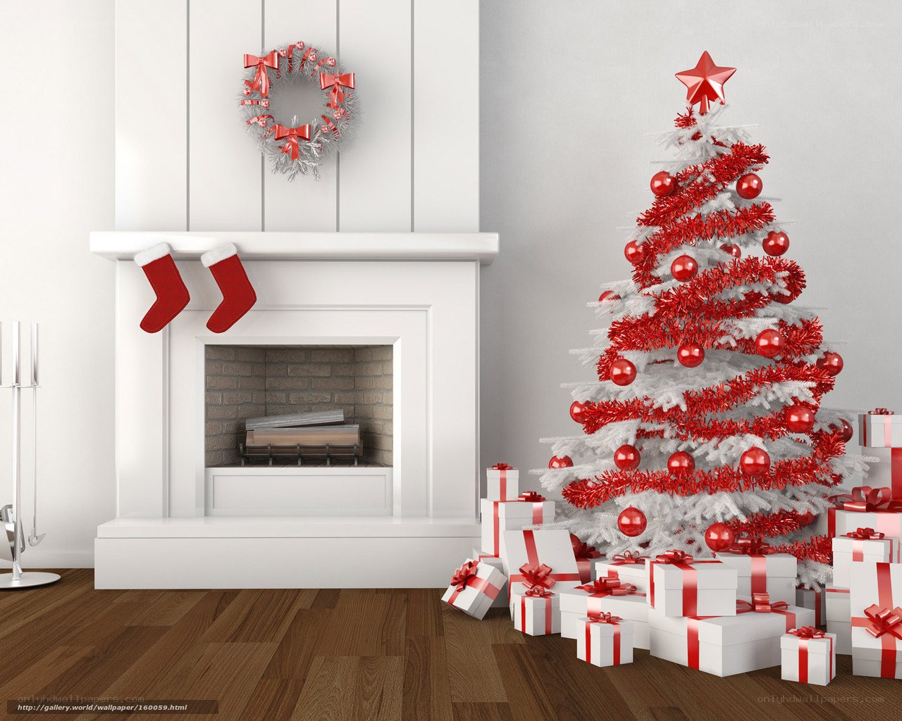 White Christmas tree with gifts