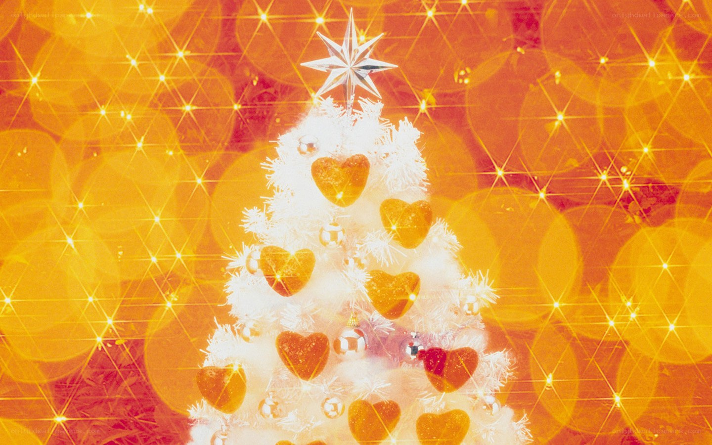 White Christmas tree with hearts