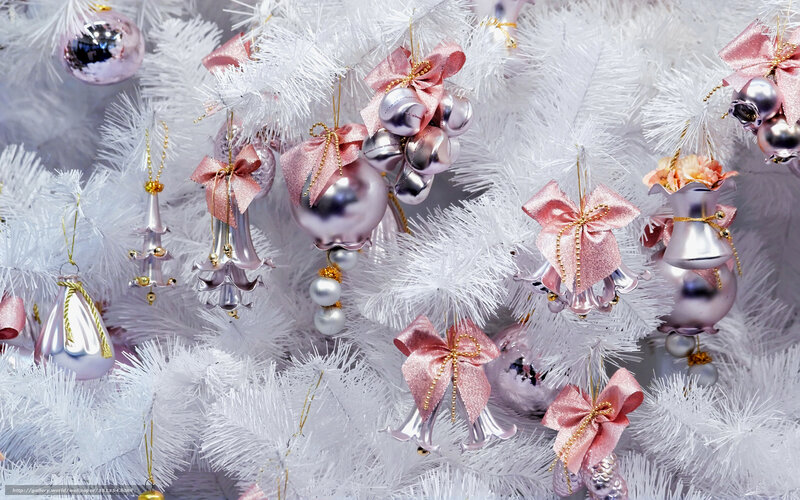 white christmas tree with ornaments