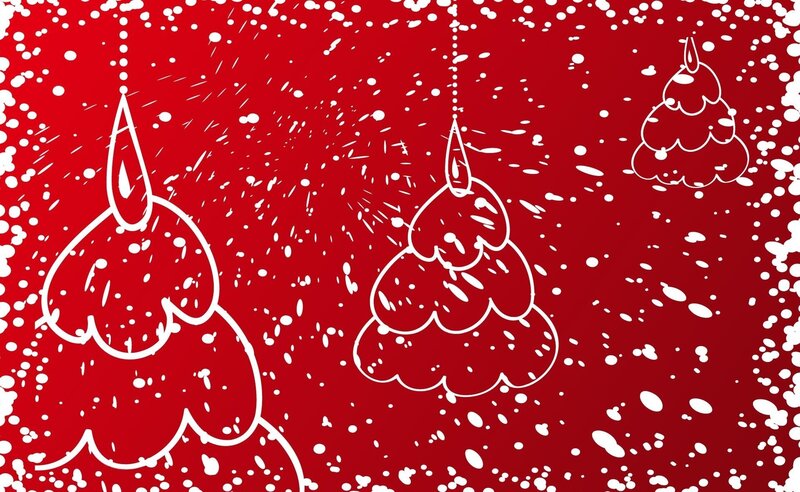 White Christmas Trees — Red