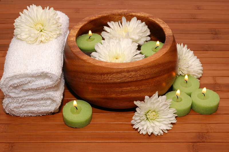 White Chrysanthemums and Candles