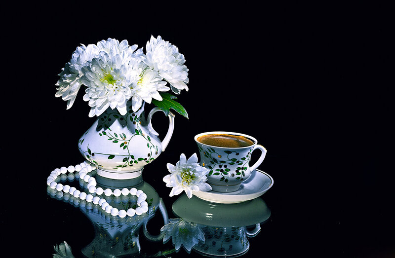 White Chrysanthemums and Coffee