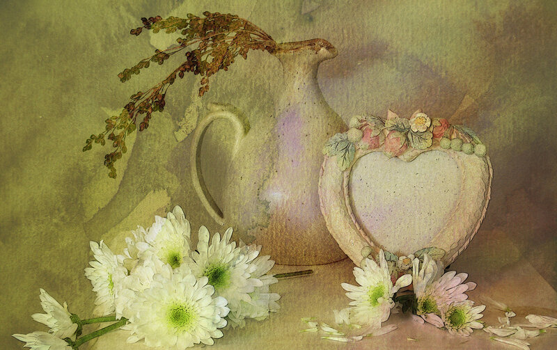 White Chrysanthemums and Pitcher