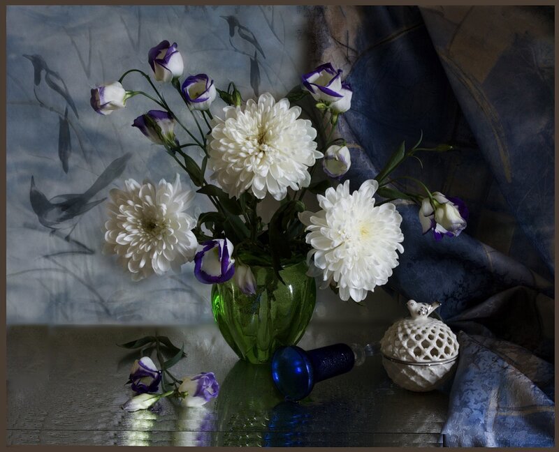 White Chrysanthemums in Vase