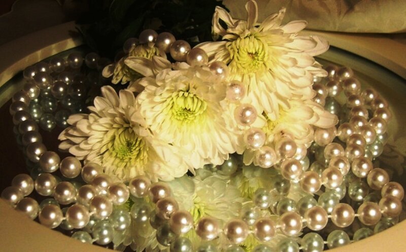 White Chrysanthemums with Pearls