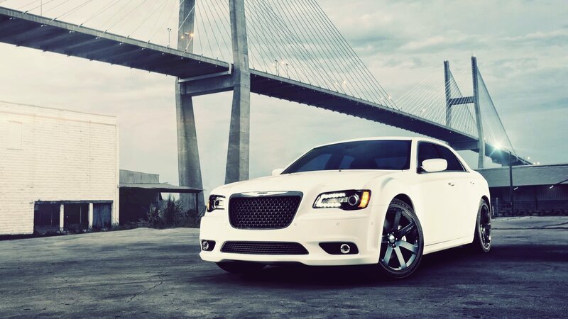 White Chrysler 300 — Dramatic, Afternoon, Photograph, Bridge