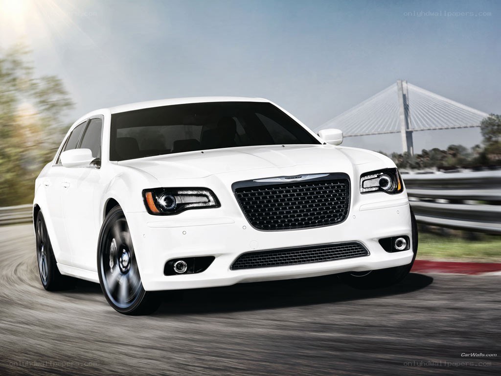 White Chrysler 300 in motion