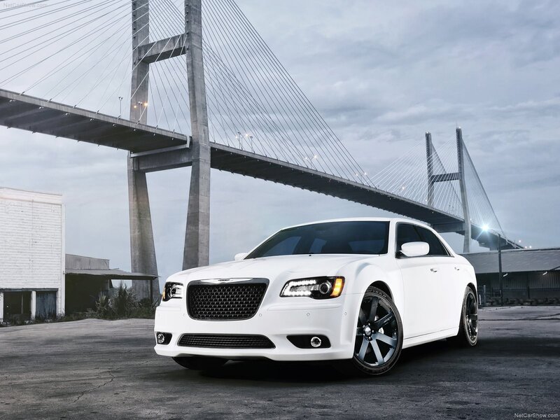 White Chrysler 300 on a bridge