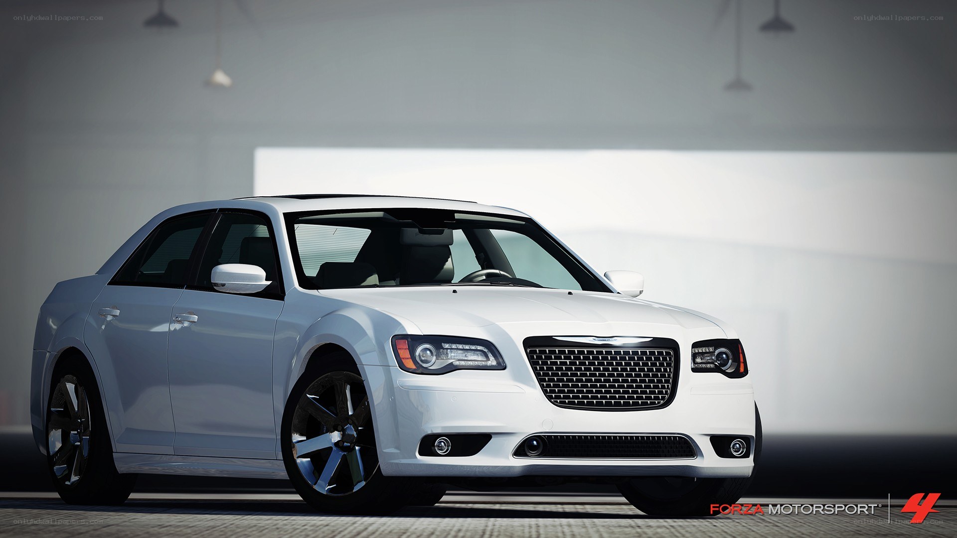 white chrysler 300 sedan