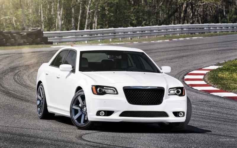 white chrysler on racetrack