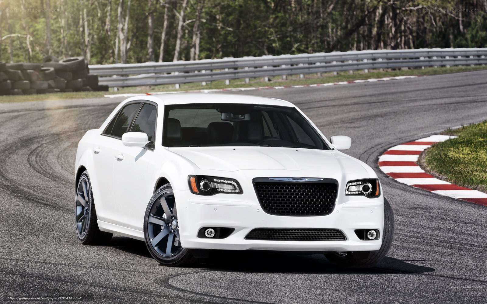 white chrysler on racetrack