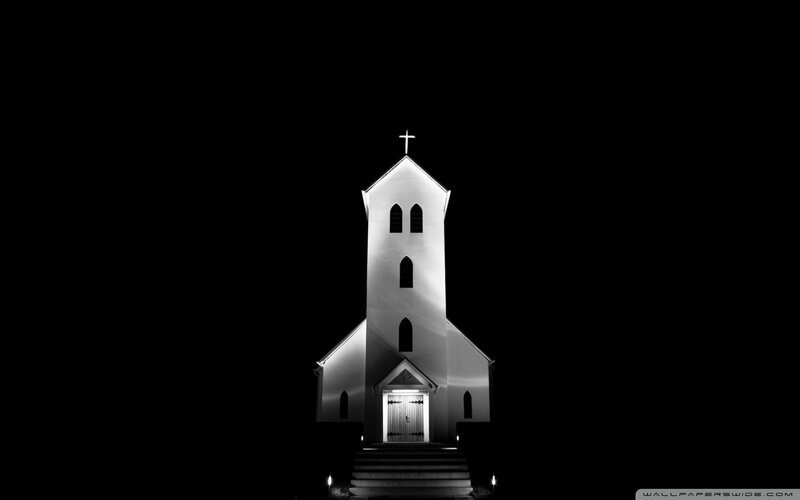 White Church at Night — Black
