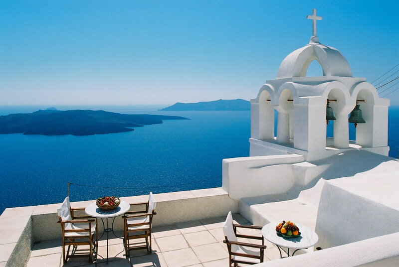 White Church Bell Tower — Blue