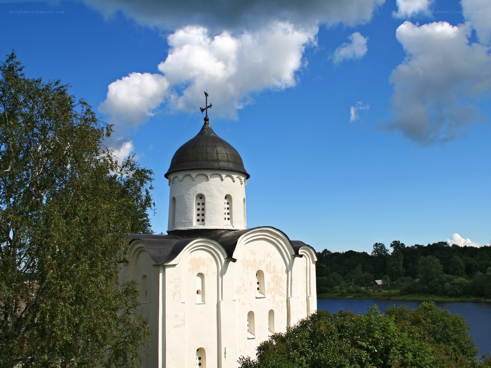 White church by the river