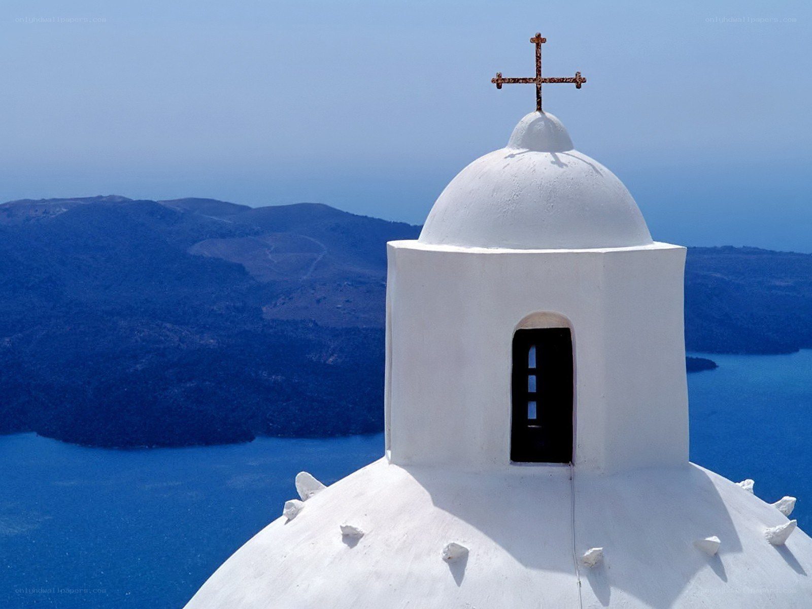 White church dome with cross