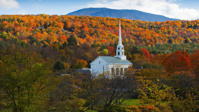 White Church in Autumn — Orange