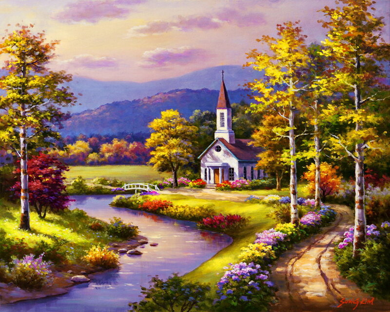 White Church in Autumn — Yellow