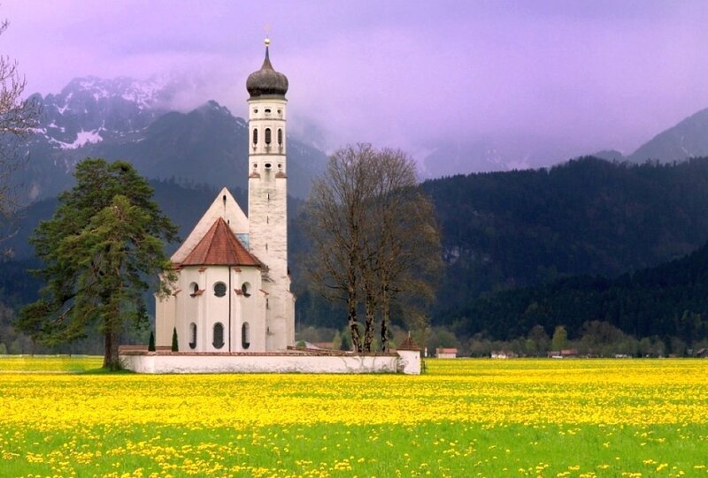 White Church in Field — Yellow