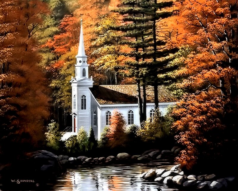 White Church in Forest — Orange