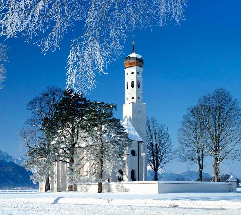 White Church in Snow — Blue