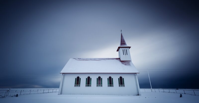 White Church in Snow — Dramatic