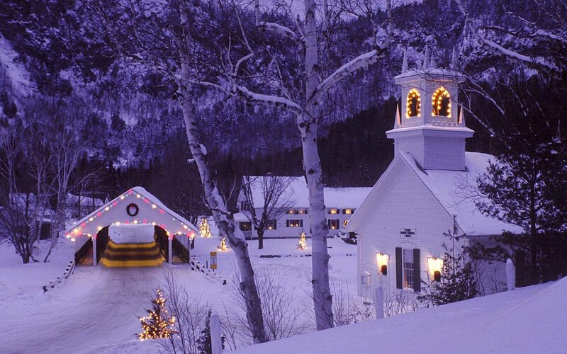 White Church in Snow — Serene, Night