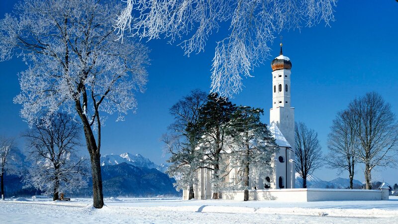 White Church in Snow — Serene, Winter