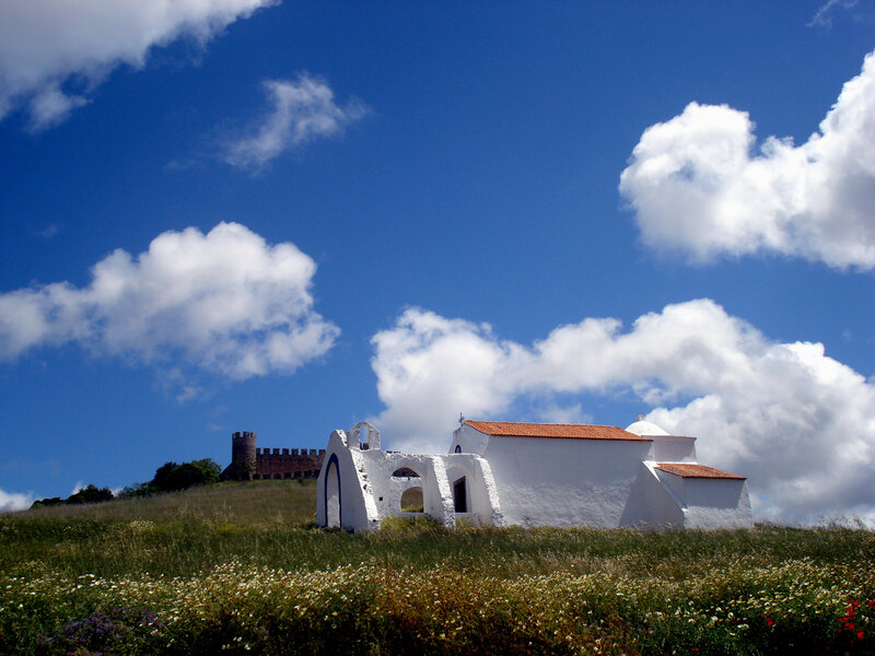 White Church on Hill — Blue