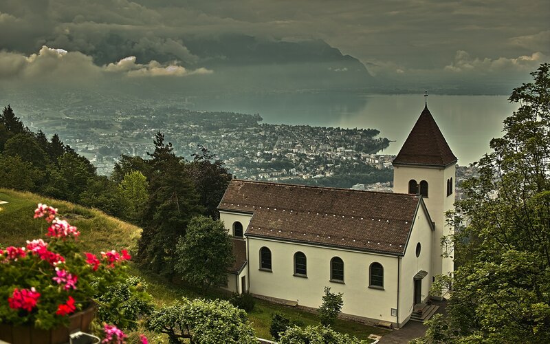 White Church on Hillside