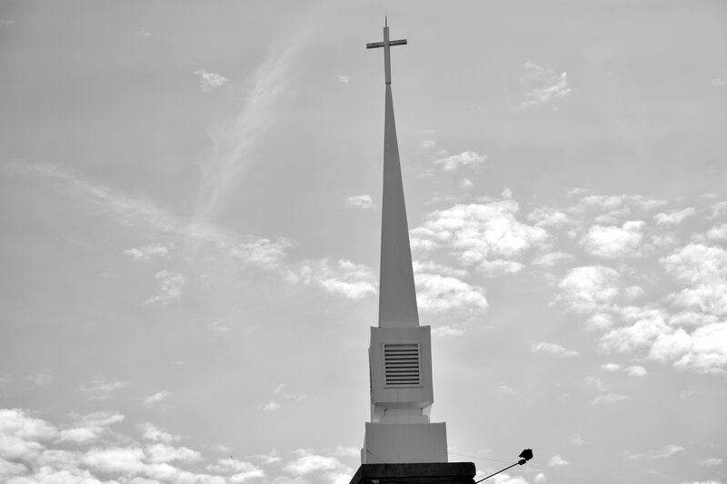 White Church Steeple — Black