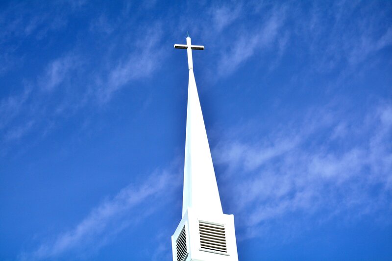 White Church Steeple — Blue, Serene