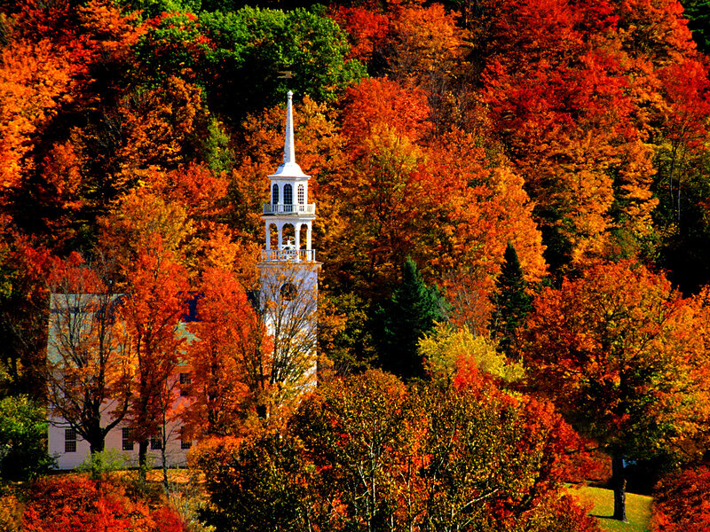 White Church Steeple — Orange