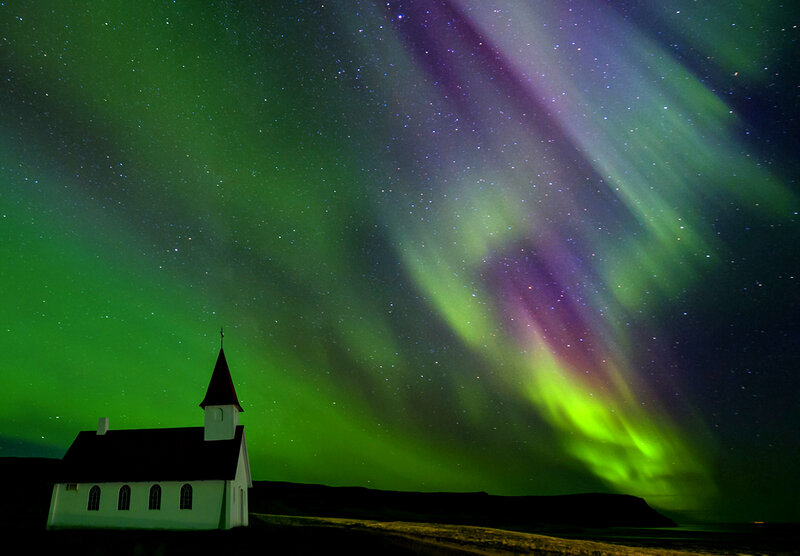 White Church under Aurora