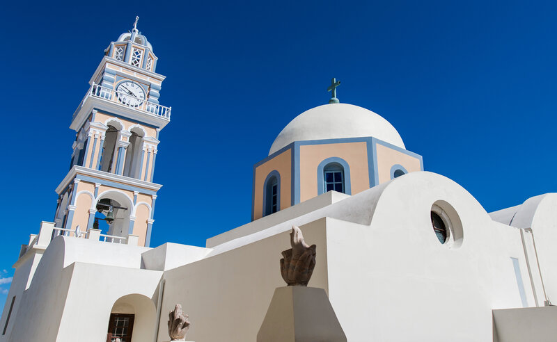 White Church with Clock Tower — Serene, Afternoon