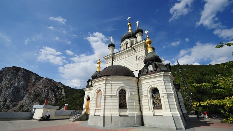 White Church with Domes — Blue, Serene