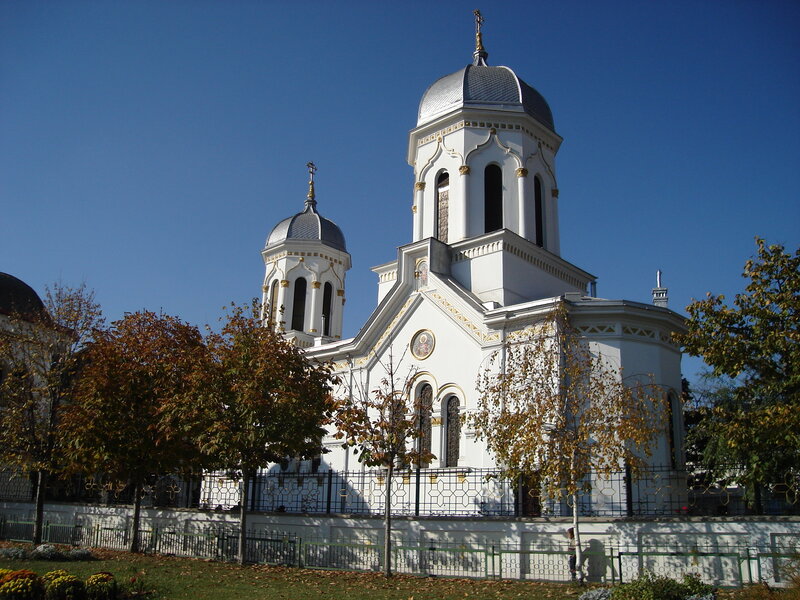 White Church with Domes — Serene, Autumn