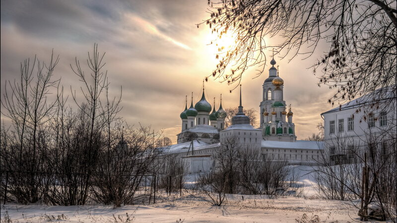 White Church with Domes — Serene, Winter, Photograph