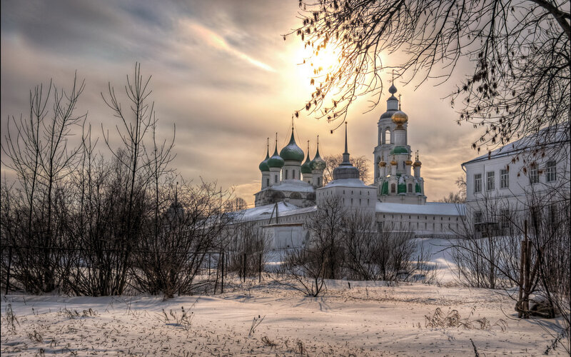 White Church with Domes — Serene, Winter