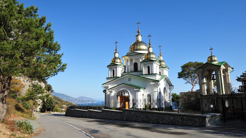 White Church with Golden Domes — Blue