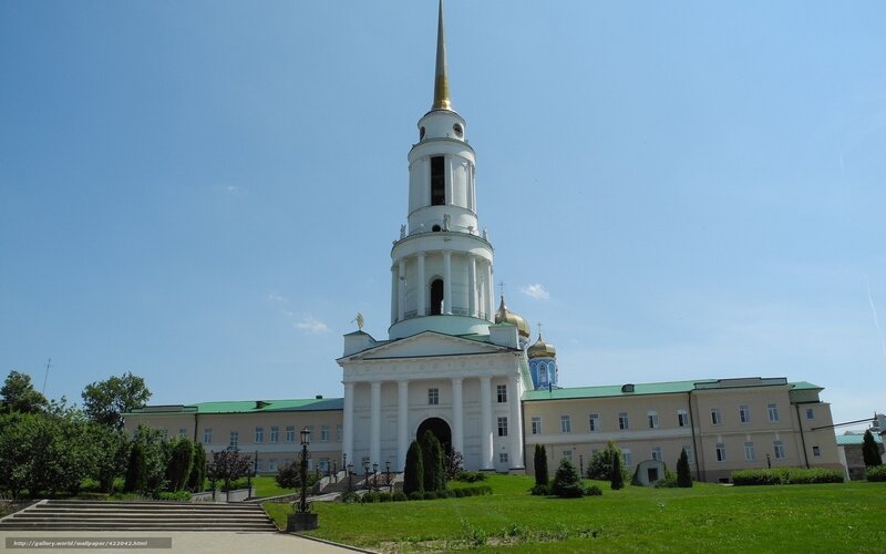 White church with golden spire