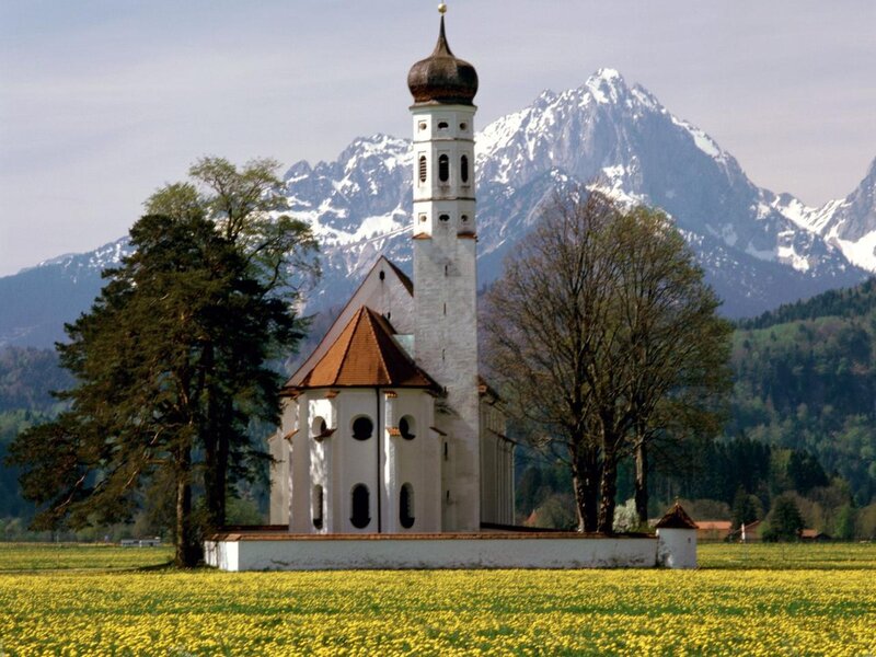 White Church with Mountains
