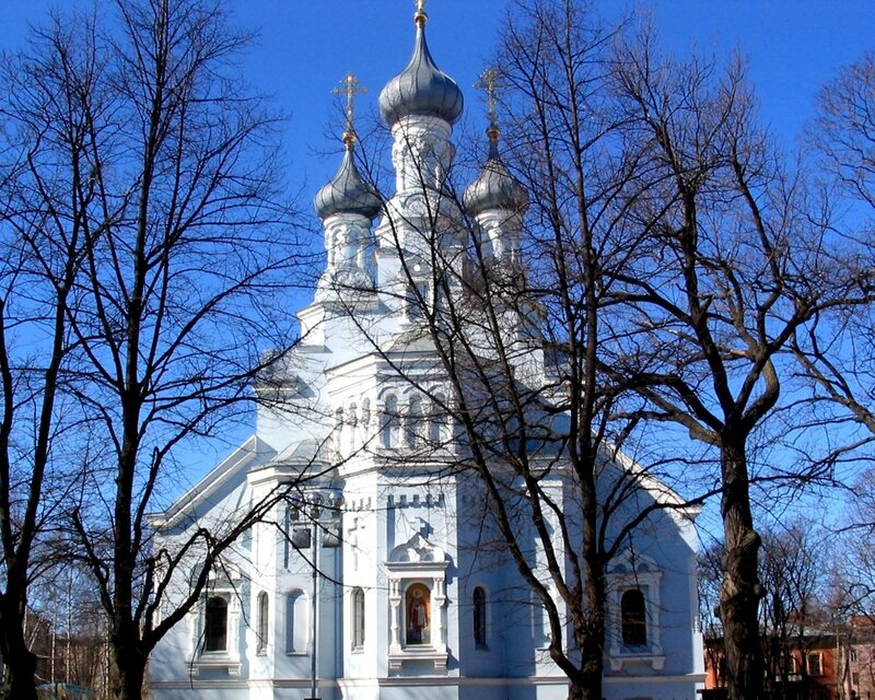 White church with onion domes