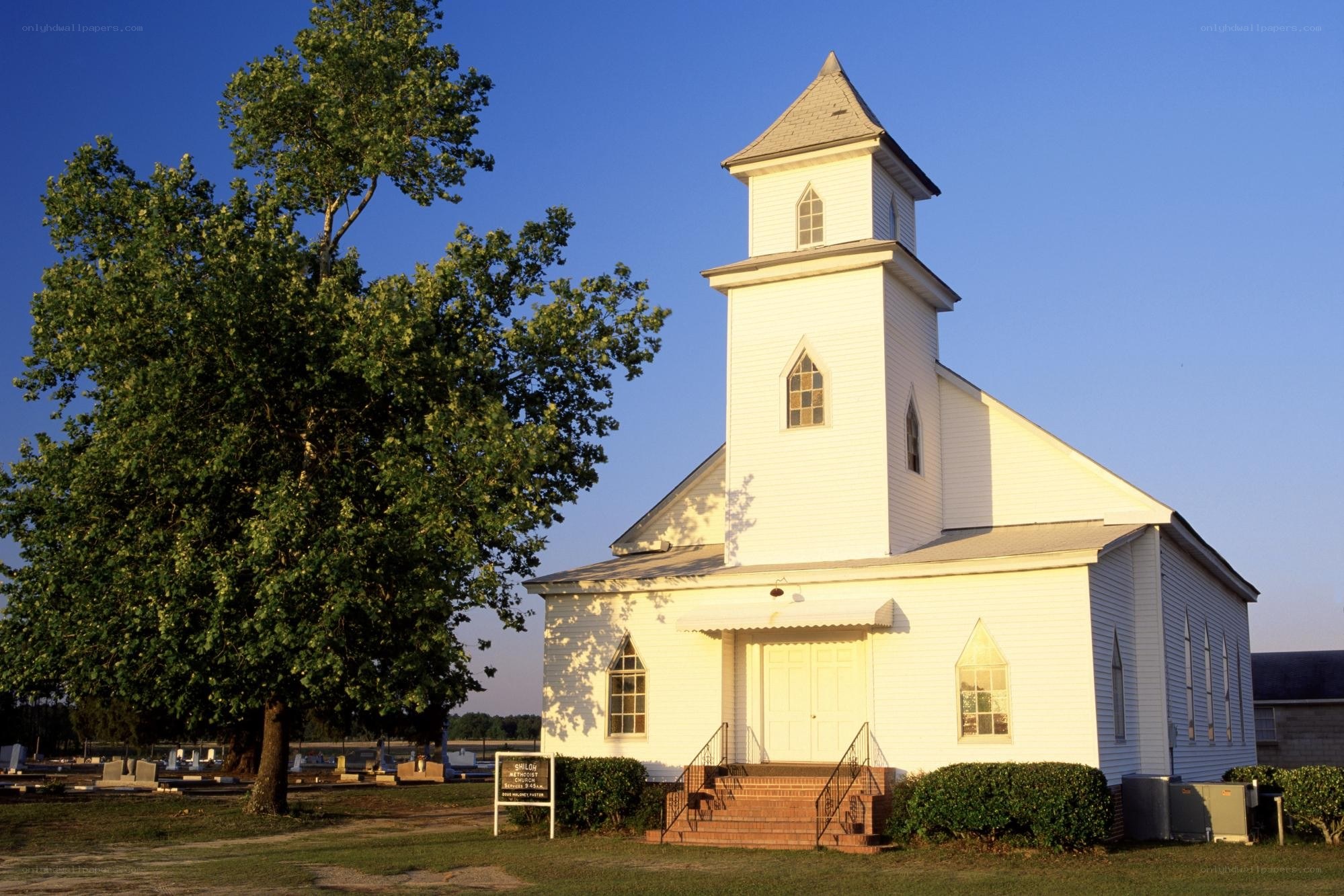 white church with steeple