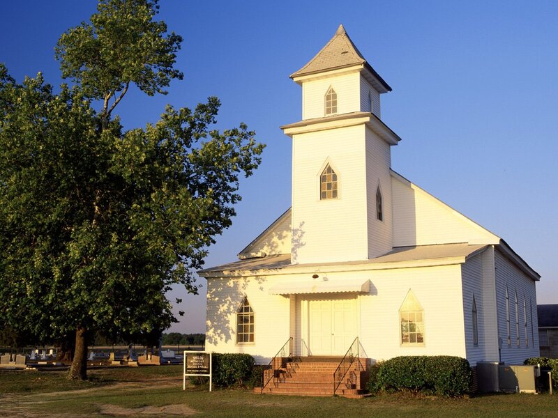 white church with steeple