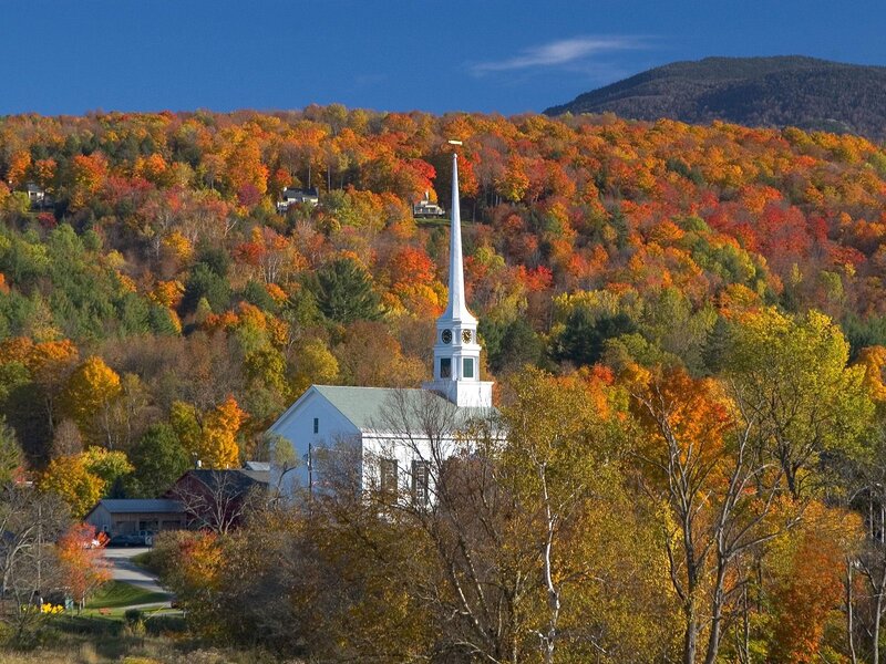 White Church with Steeple — Orange, Serene