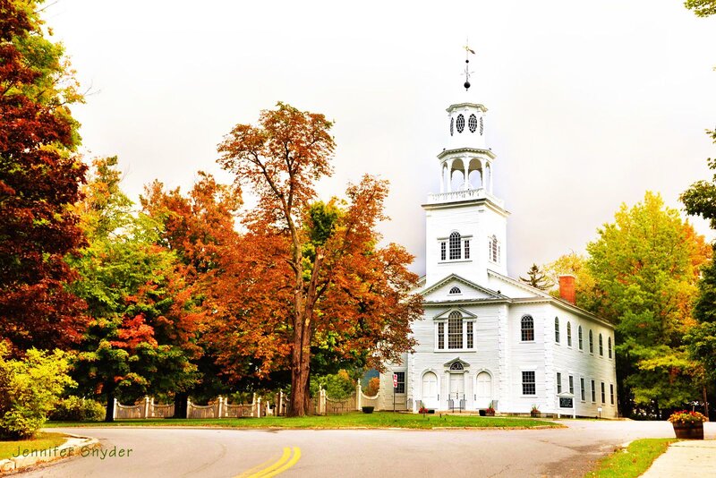 White Church with Steeple — Serene, Autumn