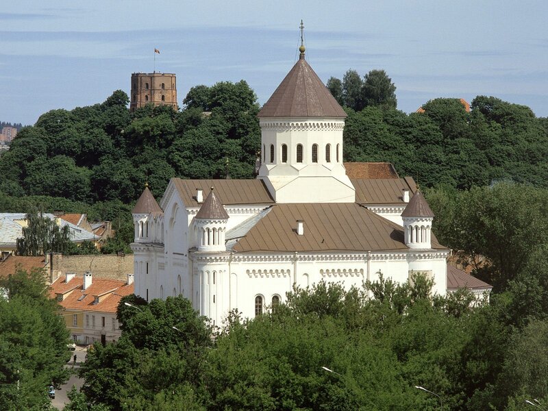 White church with tower