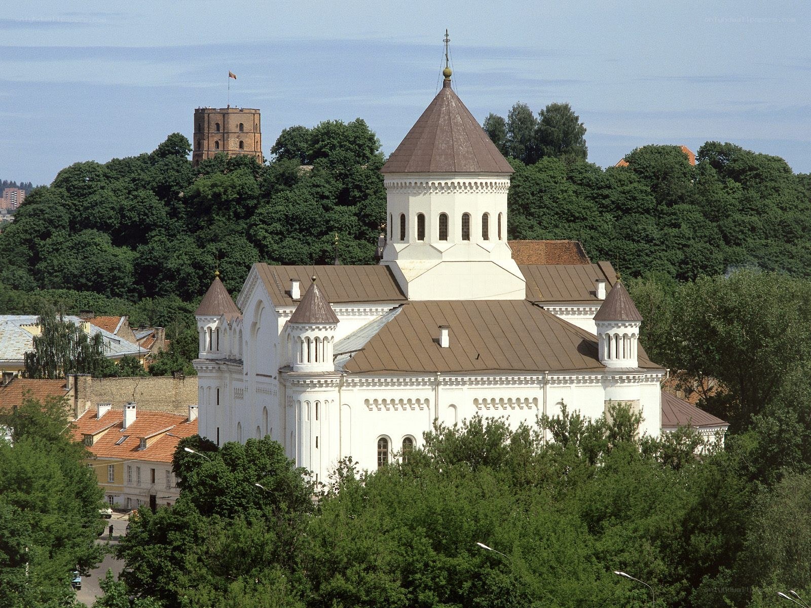 White church with tower