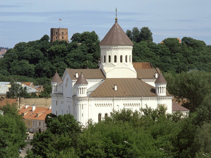 White church with towers