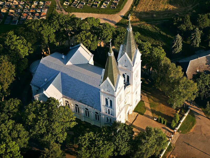White Church with Twin Spires